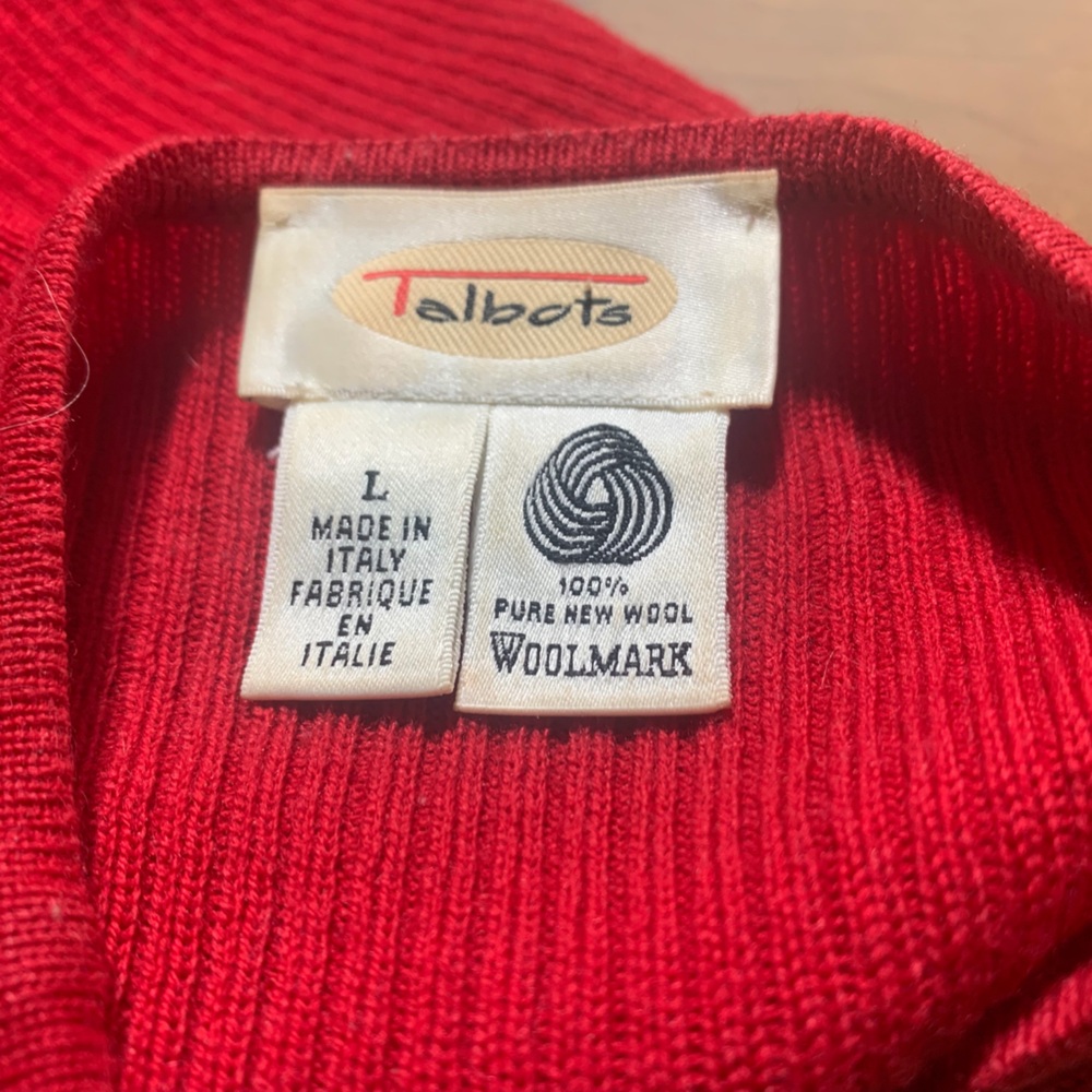 Talbots Vibrant Red Italian Wool Cardigan Sweater Set - Picture 6 of 8